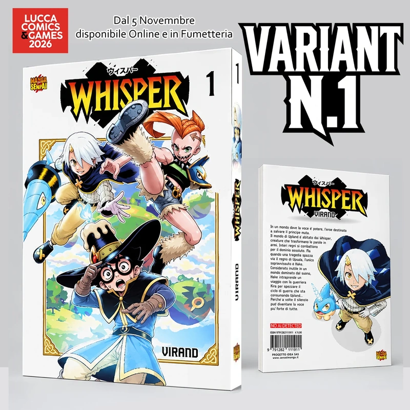 Whisper Variant 1 cover with Hake and the cast, from the creator’s promotional artwork.