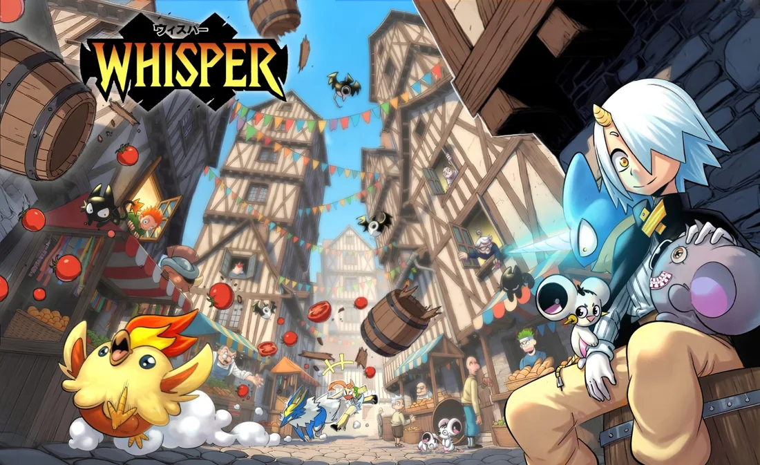 An intricate town in Upland, full of towers, winding rooftops and people.